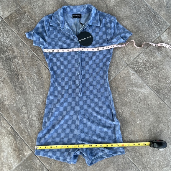 White Fox NWT Throw It Back Terry Playsuit Romper Size XS Steel Check - Picture 3 of 12